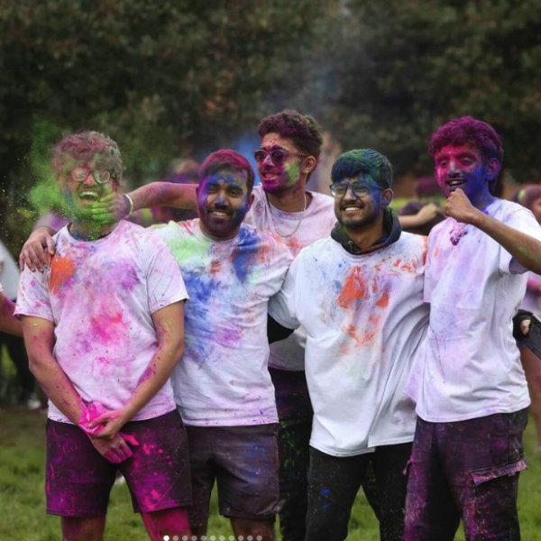 A group of student celebrate Holi 2024 on DCU Campus