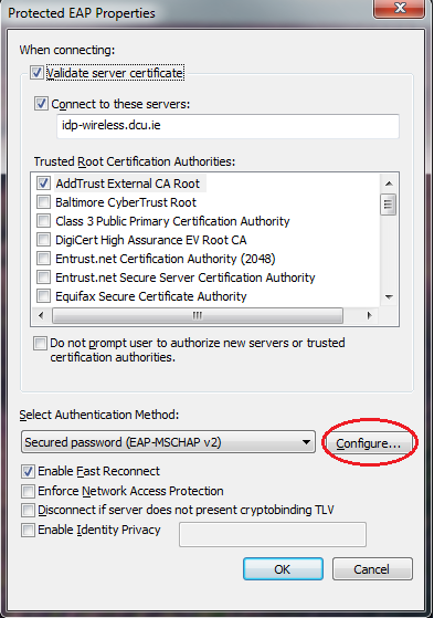 Certificate Selection Configure