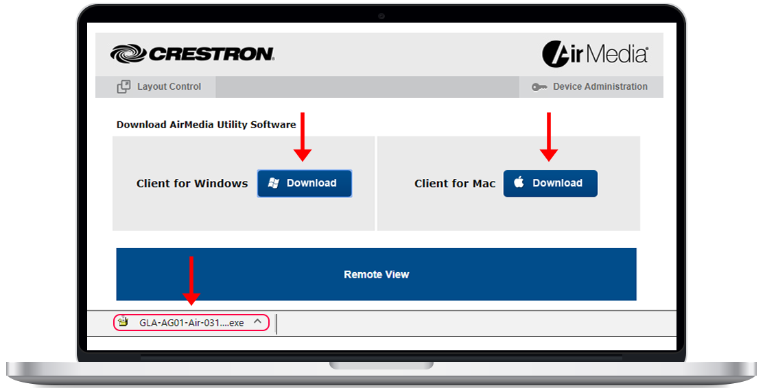 To install Airmedia, click on the download button for the OS on your laptop.