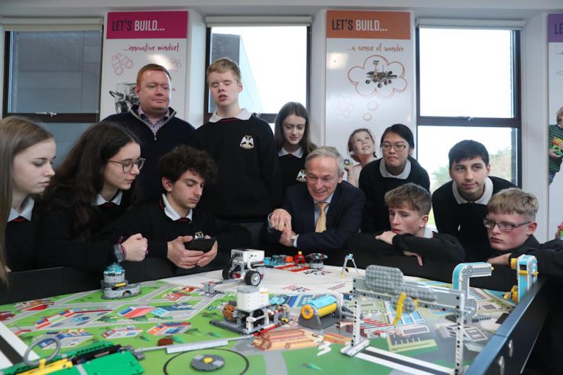 TY Students from Rosmini Community School with their project on Hydrodynamics which they are developing to participate in the First LEGO League tournament at the DCU Institute of Education on 27th January 2018.