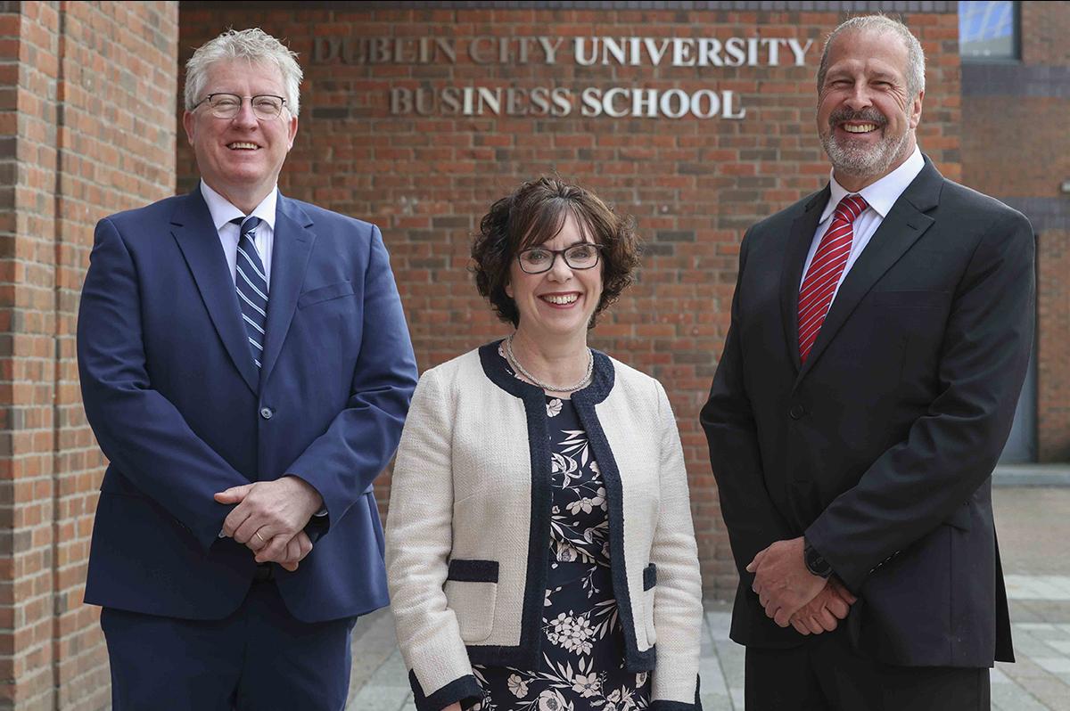 From left: DCU President Professor Daire Keogh, Professor Barbara Flood and Professor Dominic Elliott, Executive Dean of DCU Business School