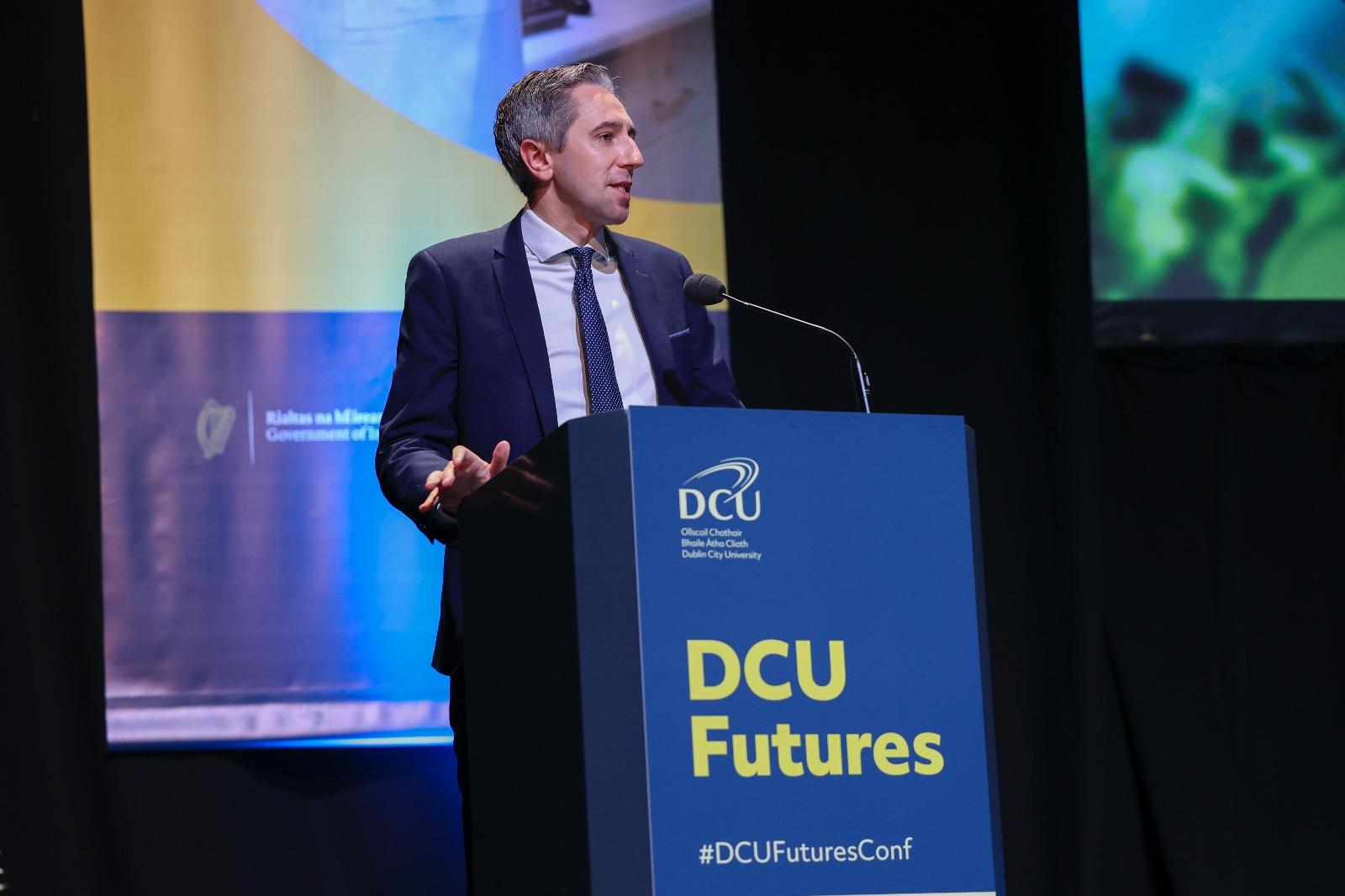 Minister Simon Harris speaks at the DCU Futures Conference
