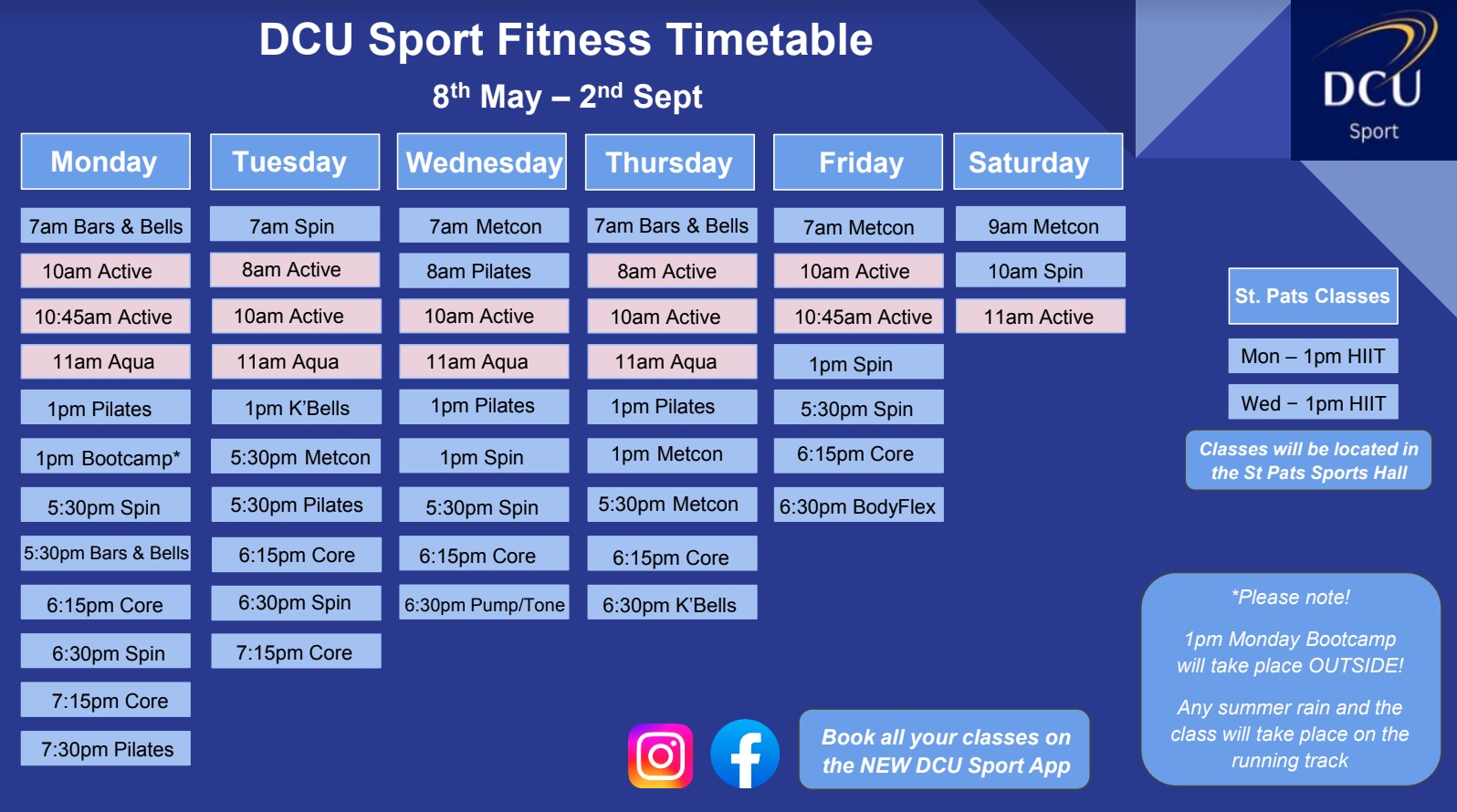 Fitness Timetable May-Sep
