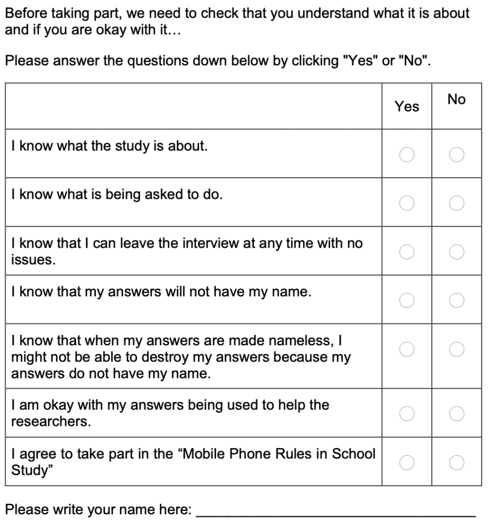 Appendix 2. Participant Assent Form for Ages 10-14