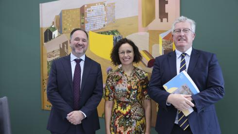 From left to right, Gareth Yore (DCU People), Deirdre Frost (Artist) and Daire Keogh (DCU President) 