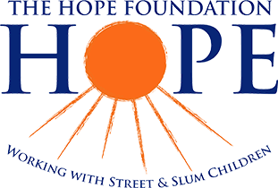 Text says: The Hope Foundation - working with street and slum children