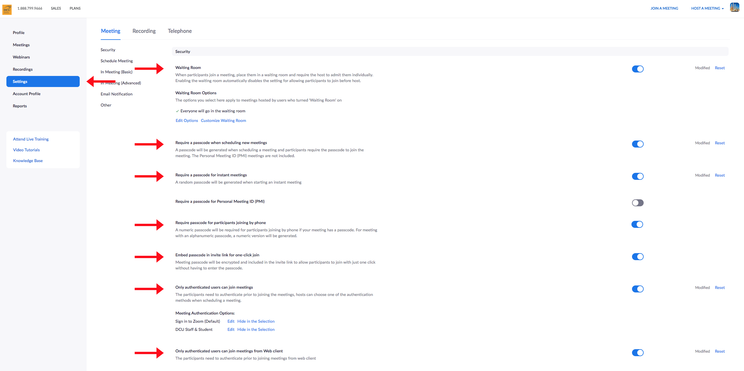Zoom Security Settings Zoom Security Settings
