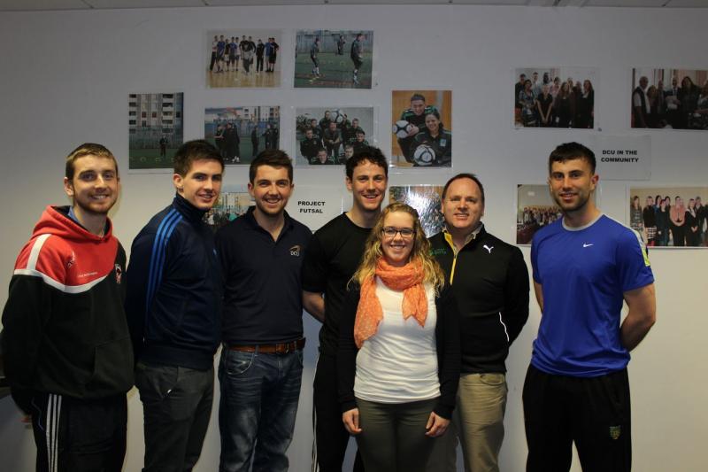 Sports Science and Health Students Cathal McGrenaghan, Cathal Ellis, Kenneth Glover, Antoin McFadden, Niamh Barry and Michale Boyle with Supervisor David Passmore (second from right)