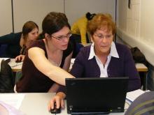 Photo of students working together
