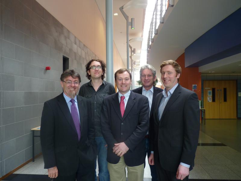 (L-R) Gordon (University of Wollongong), Damien Thompson,(Tyndall National Institute), Dermot Brabazon (DCU), Dermot Diamond (DCU), Kieran Daily (Schimmer)