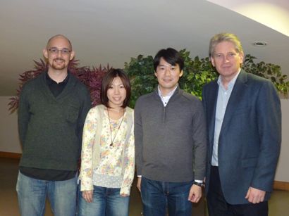 Dr. Kevin Fraser, one of Prof. Ishida's students, Prof. Hiroshi Ishida and Prof. Dermot Diamond