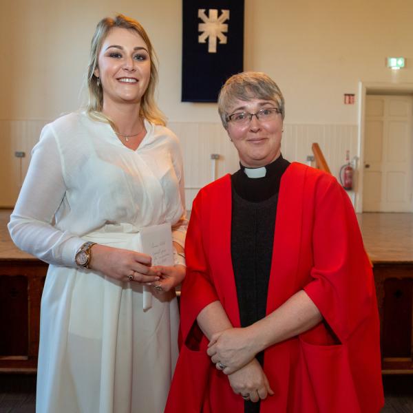 BEd special prize winner Laura Welch with Rev. Prof. Anne Lodge