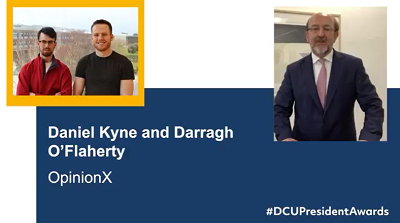 Daniel Kyne and Darragh OFlaherty - 2020 DCU President's Awards for Engagement winner