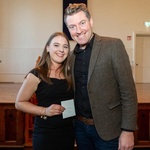 Dissertation 1st prize winner Ann Lundie with Philip McKinley