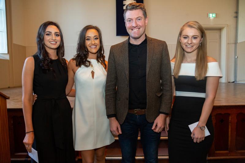 Dissertation 3rd prize winners Louise Hendy, Sarah McGurk and Zoe Garland with Philip McKinley