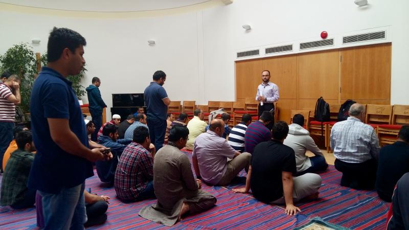 DCU staff and students observing weekly Jummah prayers in the Inter Faith Centre, Glasnevin