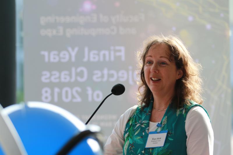 Prof Lisa Looney, Dean,  gives a speech at the 2018 Expo