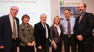 Photo of Professor Mark Morgan, Trudy Corrigan, Professor Brendan Whelan, Professor Maria Slowey, Professor Tom Schuller, Professor Brian MacCraith