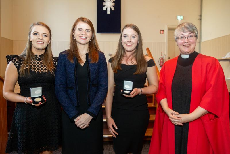 Vere Foster medals winners Louise Gillepsie and Ann Lundie with Niamh McCafferty INTO