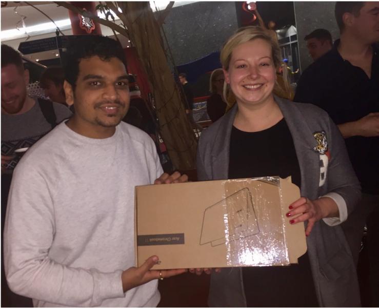  Ketan Warke, MSc in Computing, receiving the prize of a Google Chromebook