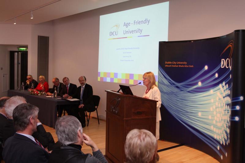 Photo of Professor Maria Slowey speaking at AFU launch
