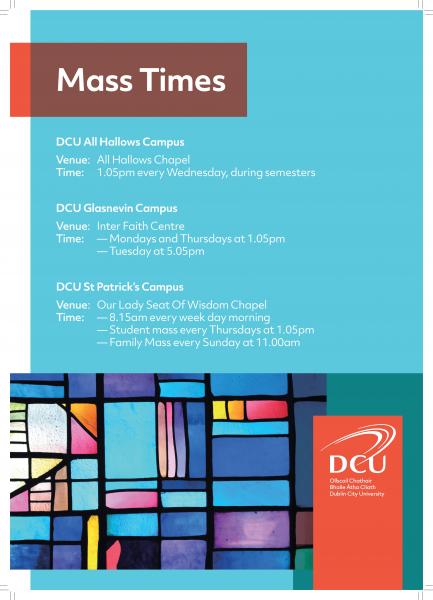 Mass Times Timetable for Christian mass during term time