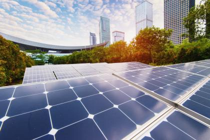 Sustainable Development - solar panels in a city