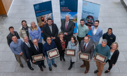 Shows Engineers Ireland and DCU Course Chairs with Accreditation posters