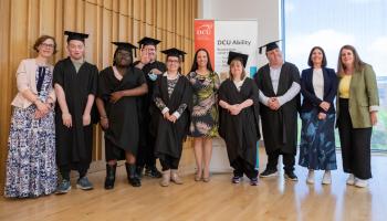 Seven students joined their family and friends today to graduate from DCU Ability’s 'Works for Me' course - a project that offers practical and learner-centred interventions to enable people with Intellectual disabilities move towards their employment and education goals.