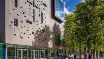 image of Cregan library exterior and people walking