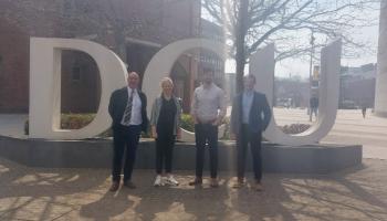 Graham and his supervisor Aine MacNamara, along with examiners on the day Tim Holder (left) and Jamie Taylor (right)