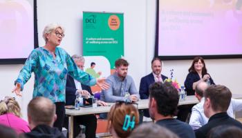 Dr Claire Bohan speaks at the launch of Care & Connect to University staff