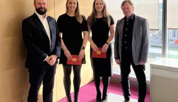 Picture shows (l to r) Keith Power, Partner Risk Assurance, PwC, Áine Lynn, Una McGinn, Renaat Verbruggen, Chair MSc, DCU.