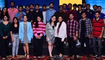 A group of students at pre-departure event in India