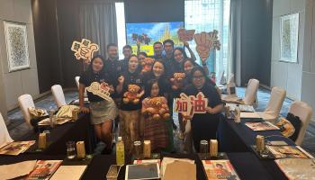 A group of students at pre-departure event in China