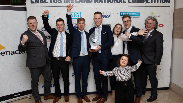 L-R: Liam Redmond, Robert Kelly, Thomas Hand, Daniel Kyne, Ashling McGovern, Josh Clinton, Terence O’Rourke and Sinéad Burke