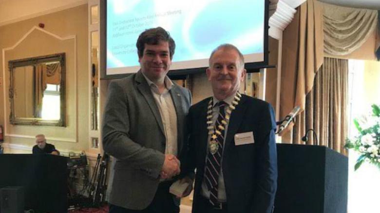 The medal was presented to Dr. Rochfort by the president of the society, Prof. Brendan Kinsley, at the conclusion of the Irish E