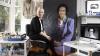 Jackie Hudson Lalor in the studio with her portrait of Katherine Johnson