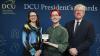 Niall Ashfield with Laura Mahoney and DCU President