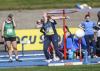 DCU athlete competing in the womens shot put