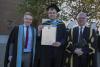 Enda Smith with President of DCU Daire Keogh and DCU Director of Alumni Ross Munnelly.