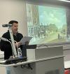 Cormac Moore, historian-in-residence with Dublin City Council delivering a talk on the history of Lemon's, the sweet manufacturers.