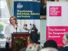 Shows Dr Aideen O'Dochartaigh speaking at launch event