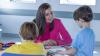 Researcher with children
