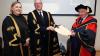 Shows Brid Horan, Chancellor DCU, Professor Daire Keogh, President of DCU, with Dr Kenneth Milne