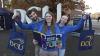 Ambassadors Posing at DCU letters on Open Day