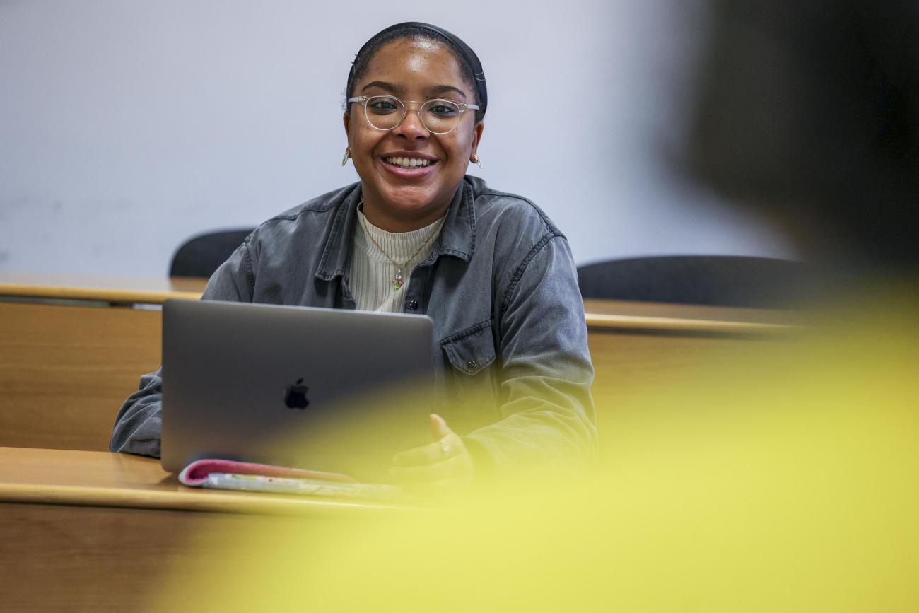Student sitting in lecture room