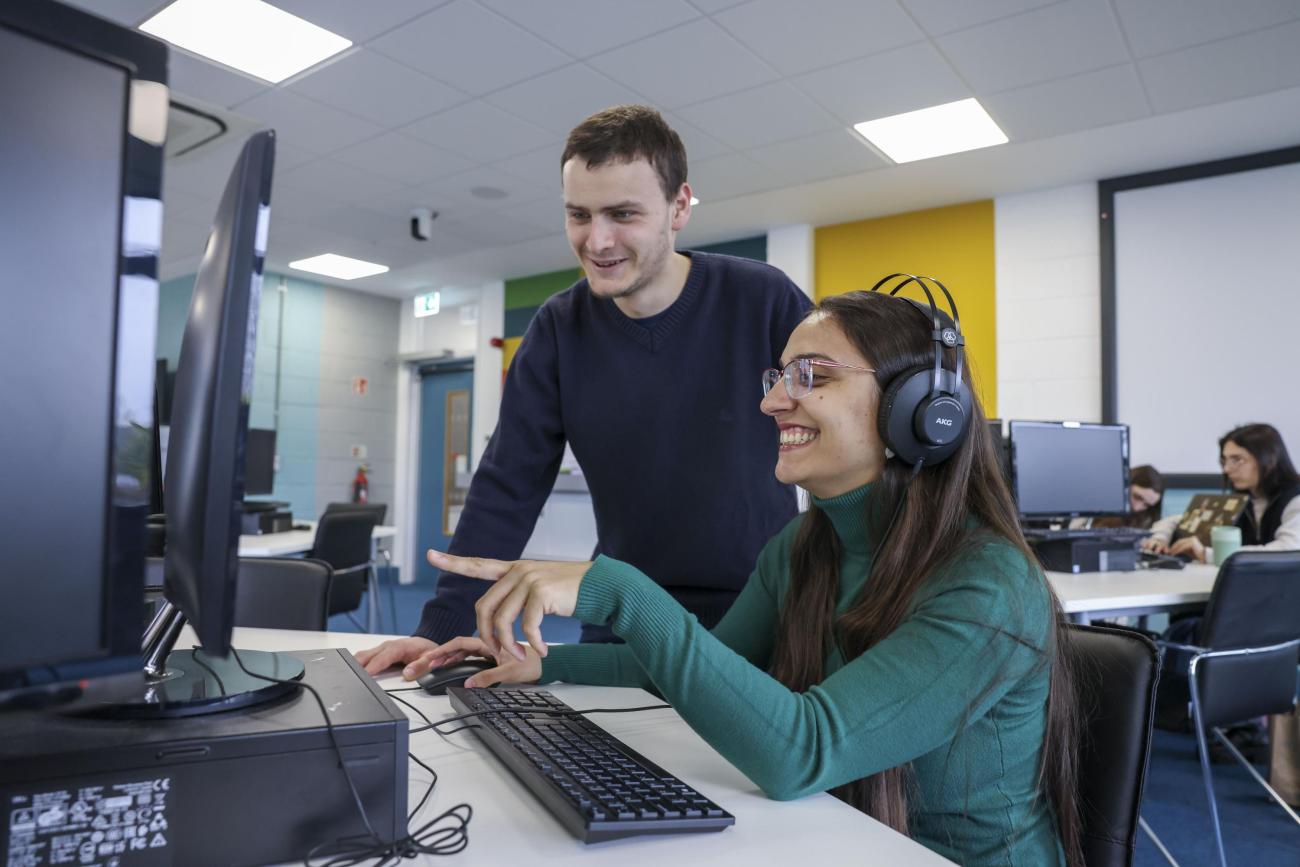 Students looking at a computer screen