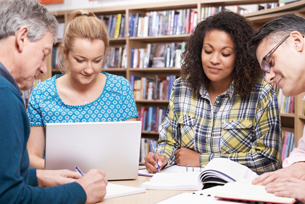 Students working at a desk