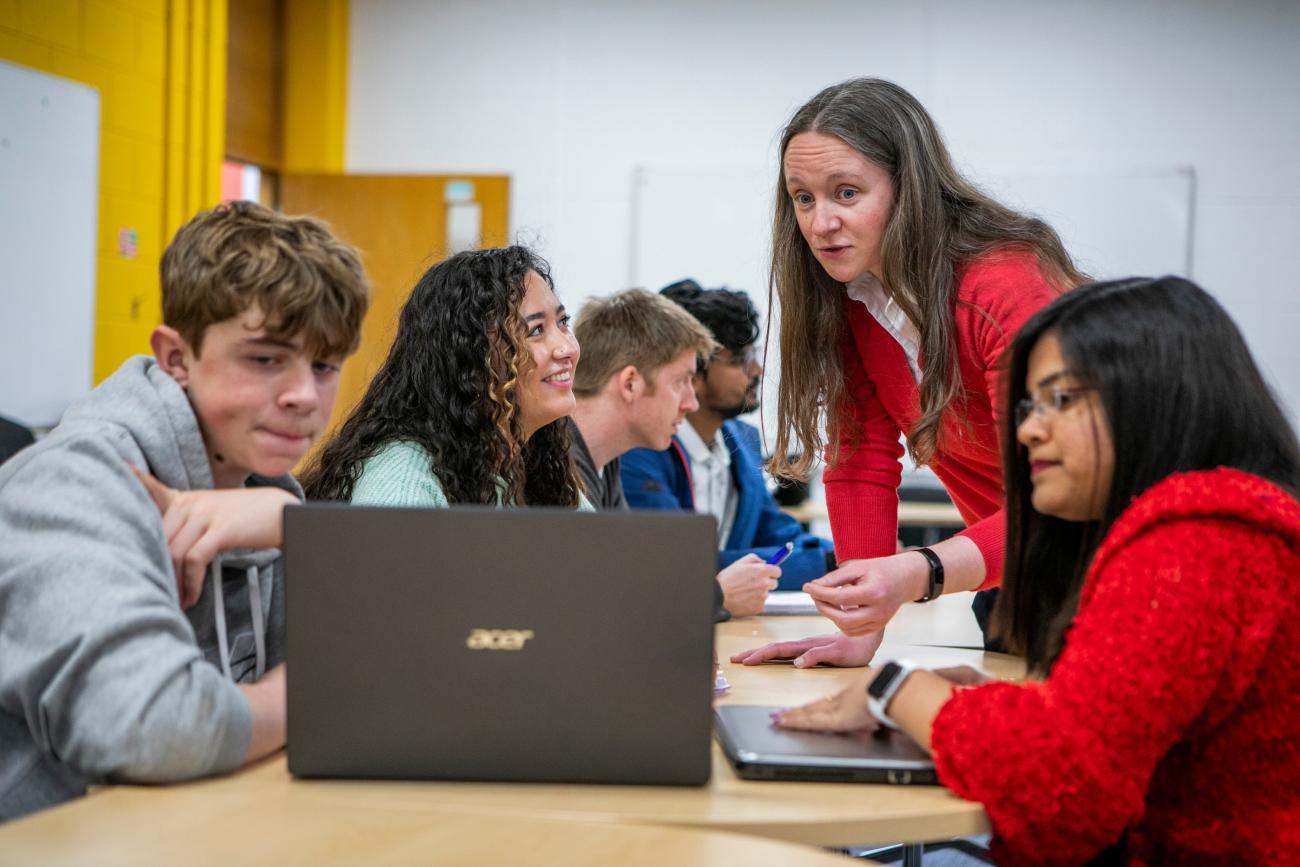 Shows School of Maths students in classroom in DCU